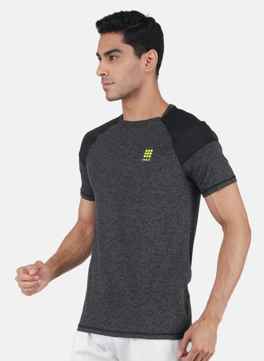 Rock-it Men Grey Solid T-Shirt