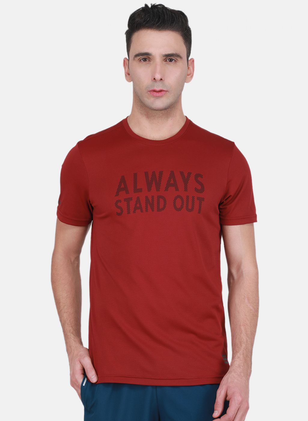 Rock.it Men Maroon Self Design T-Shirt