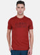 Rock.it Men Maroon Self Design T-Shirt
