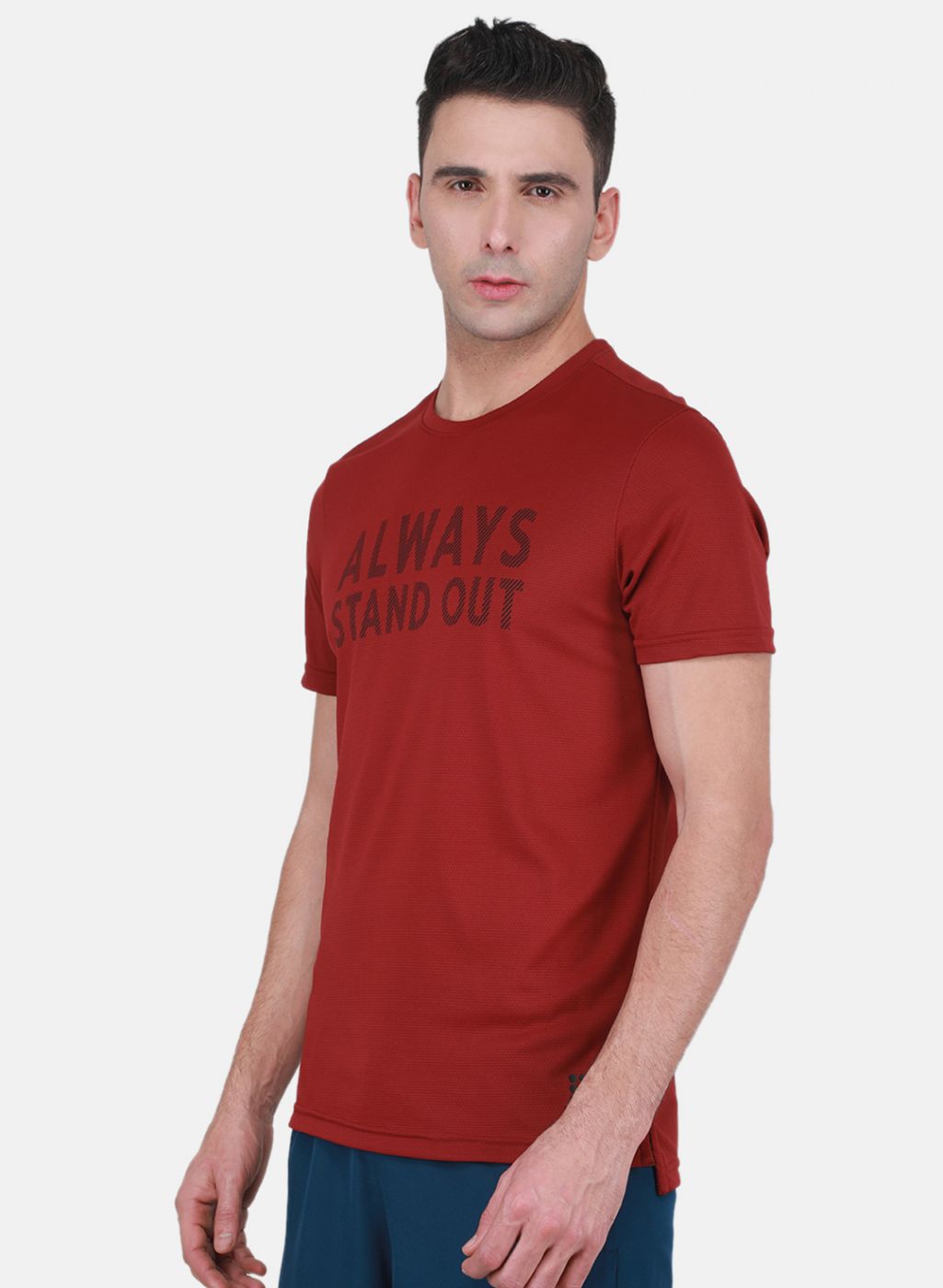Rock.it Men Maroon Self Design T-Shirt