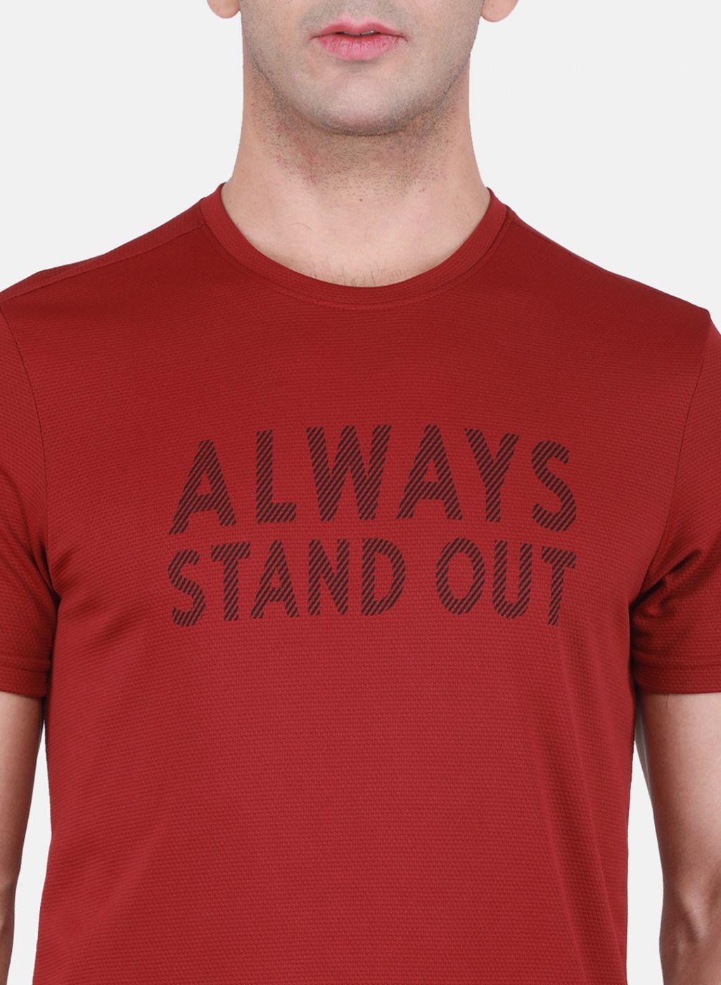 Rock.it Men Maroon Self Design T-Shirt