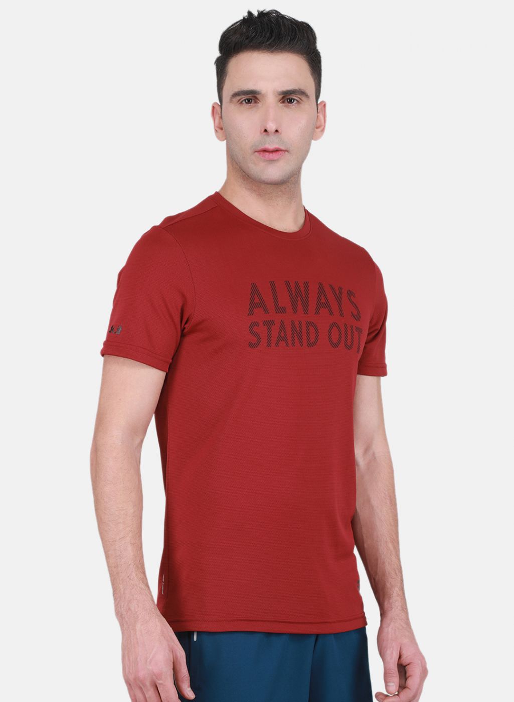 Rock.it Men Maroon Self Design T-Shirt
