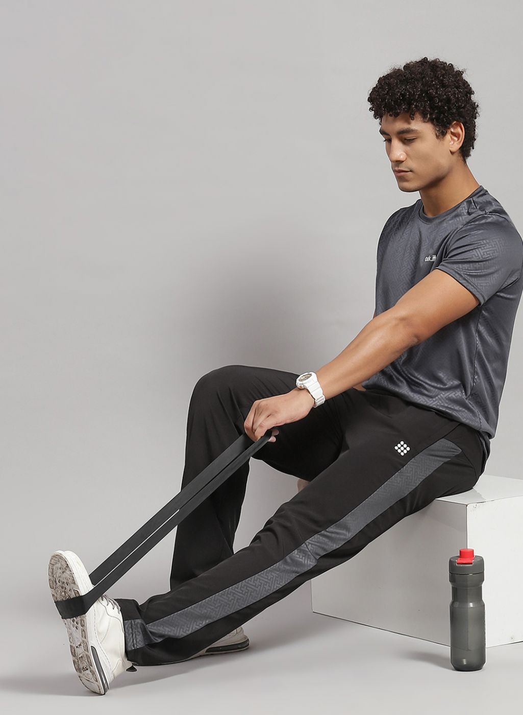 Men Grey Solid Lower Set