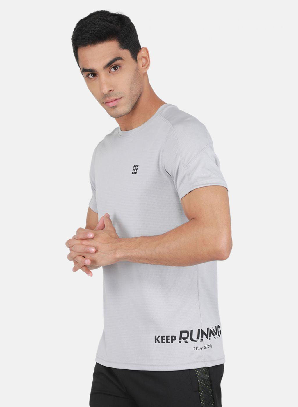Rock-it Men Grey Self Design T-Shirt