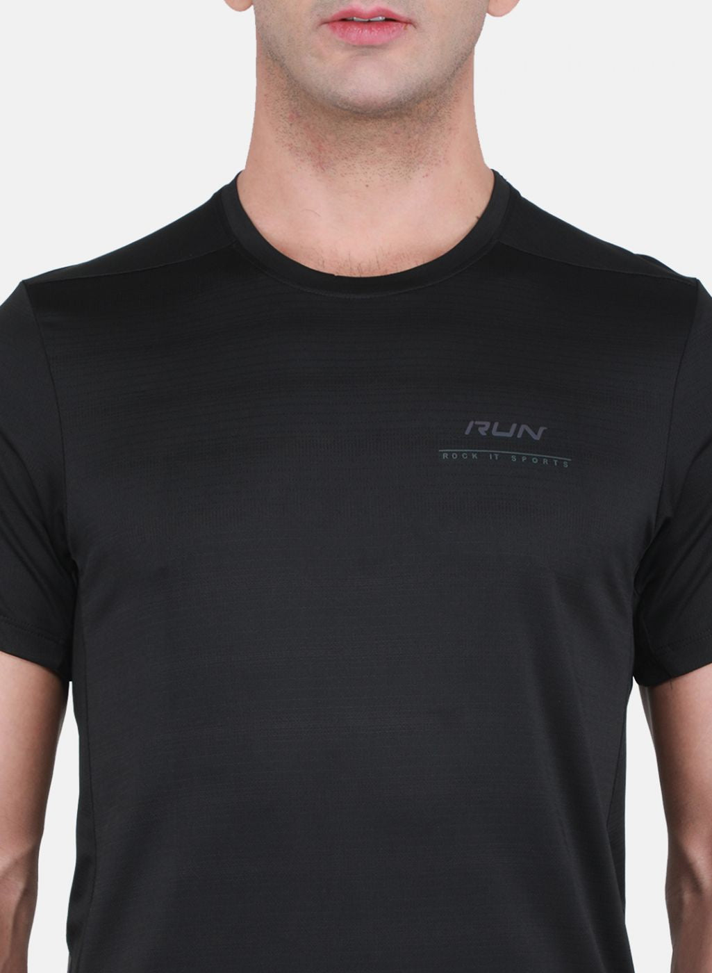 Rock.it Men Black Self Design T-Shirt