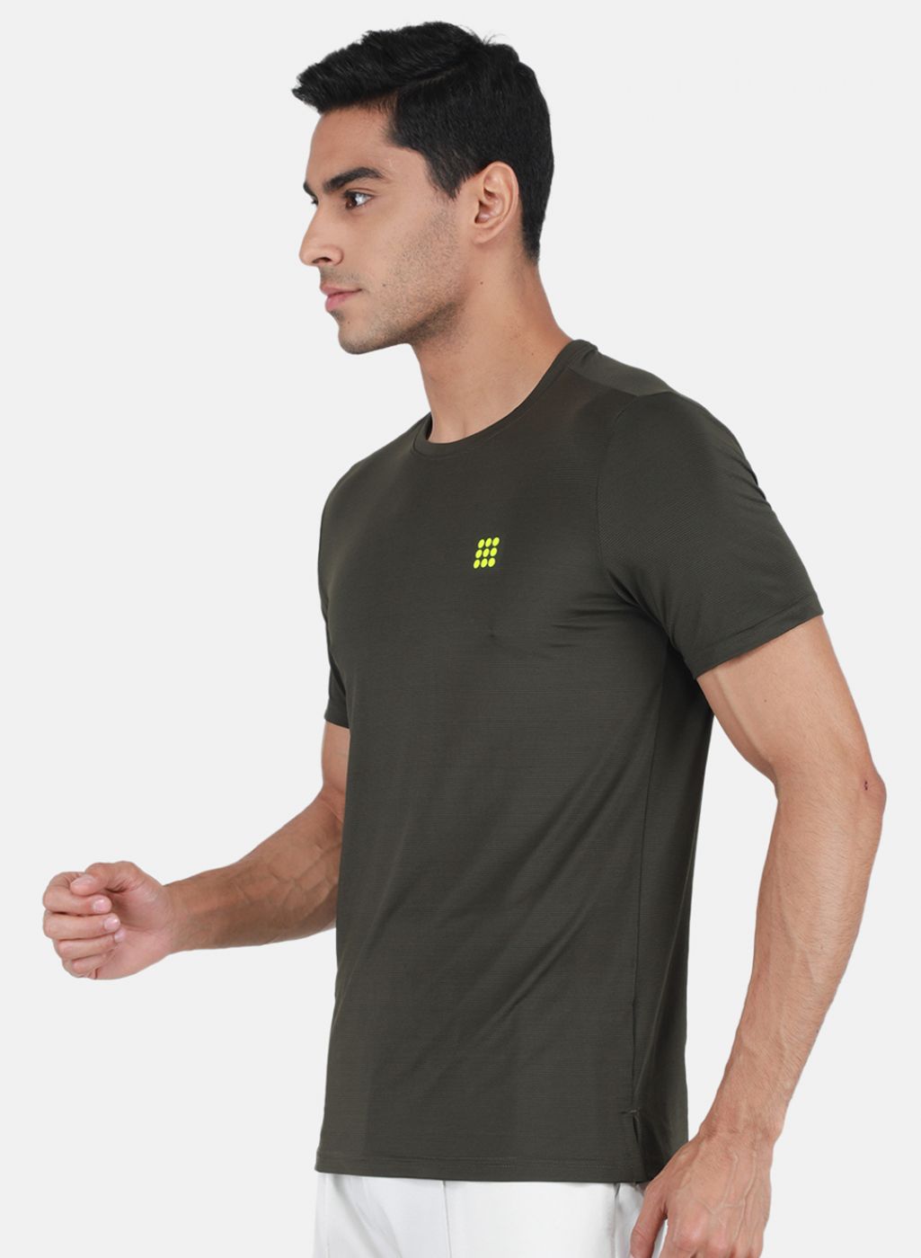 Rock-it Men Olive Self Design T-Shirt