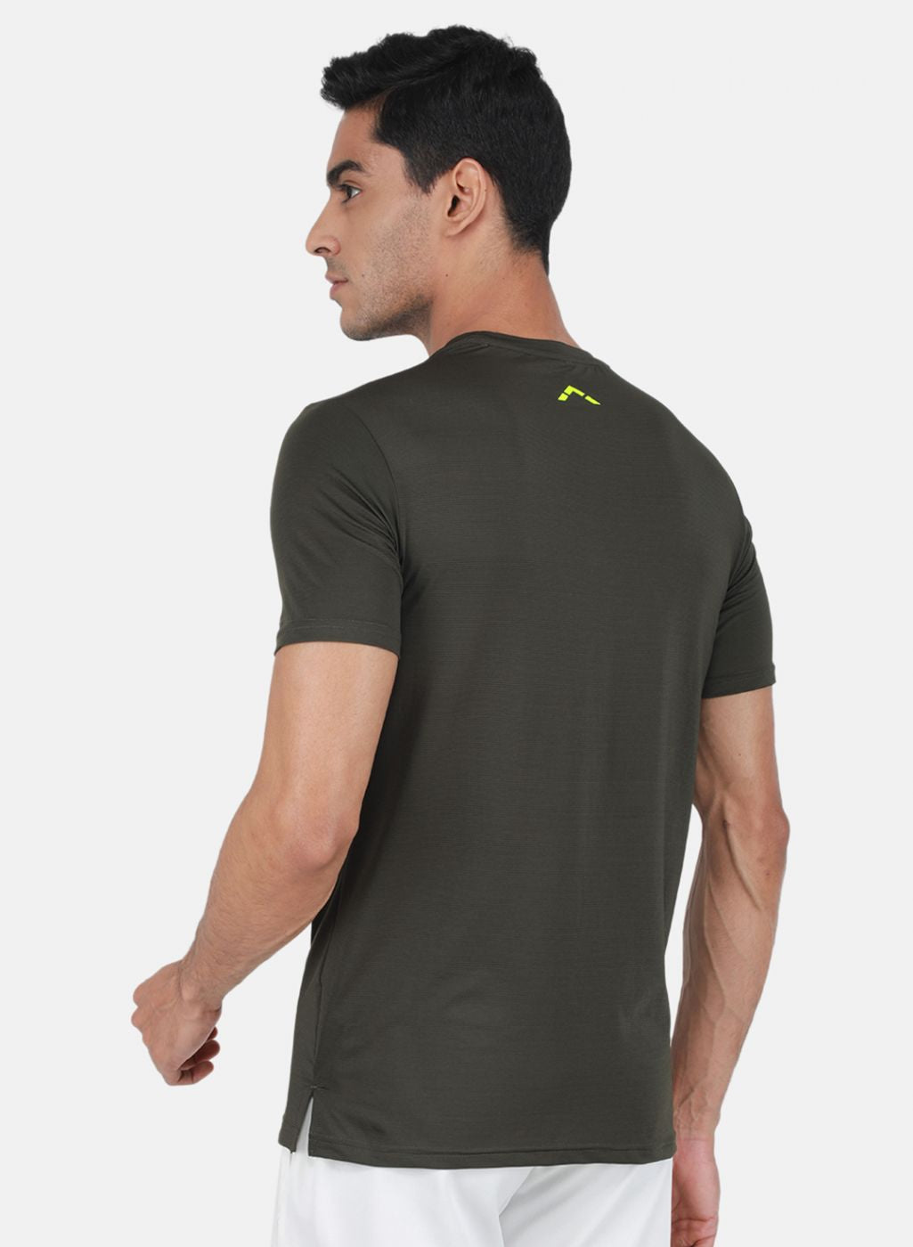 Rock-it Men Olive Self Design T-Shirt