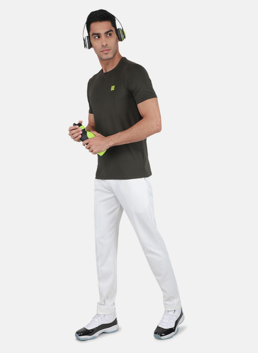 Rock-it Men Olive Self Design T-Shirt