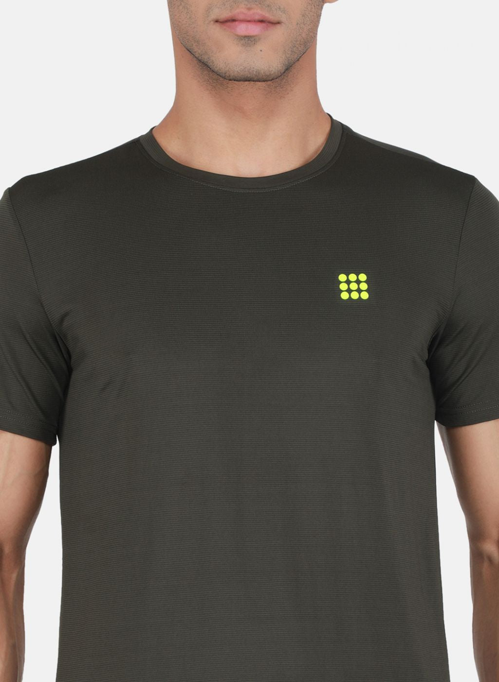 Rock-it Men Olive Self Design T-Shirt