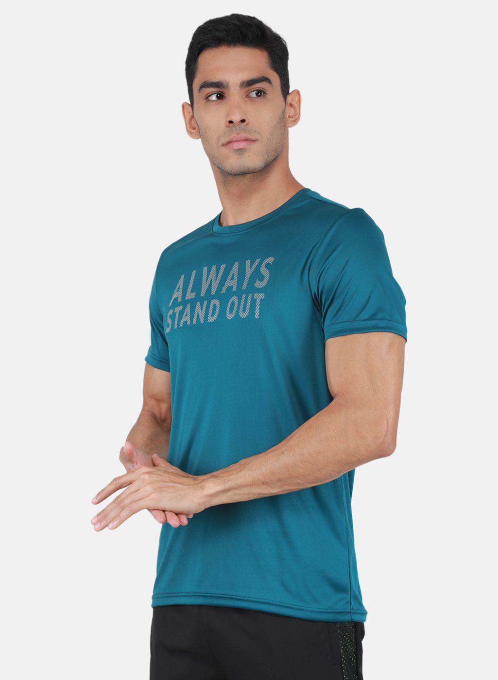 Rock-it Men Teal Blue Printed T-Shirt