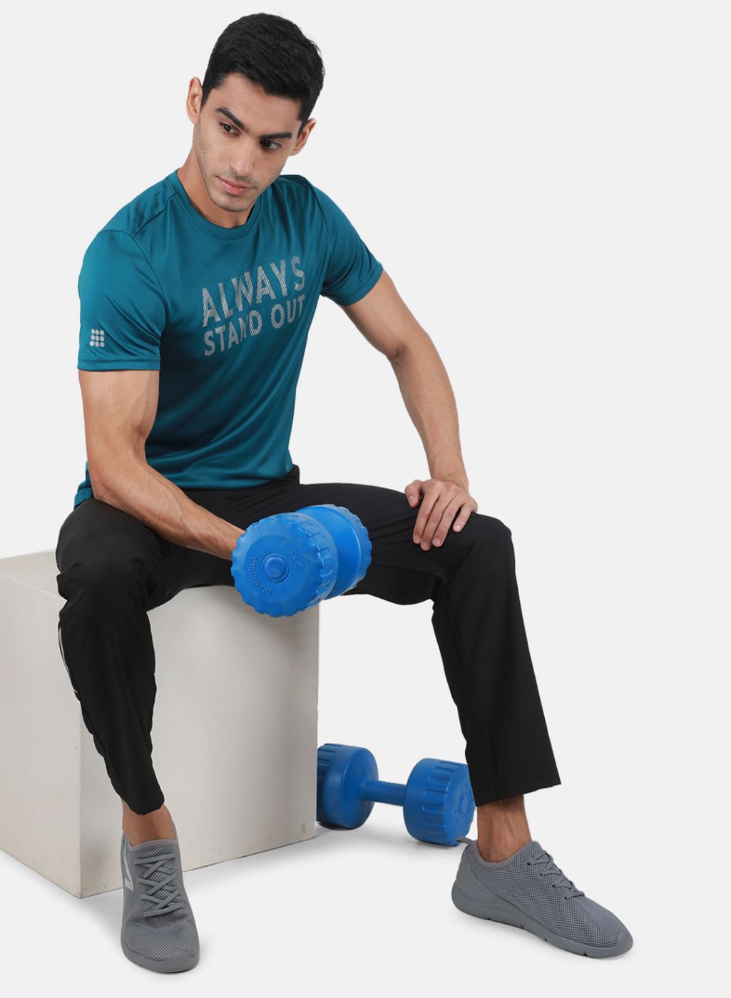 Rock-it Men Teal Blue Printed T-Shirt