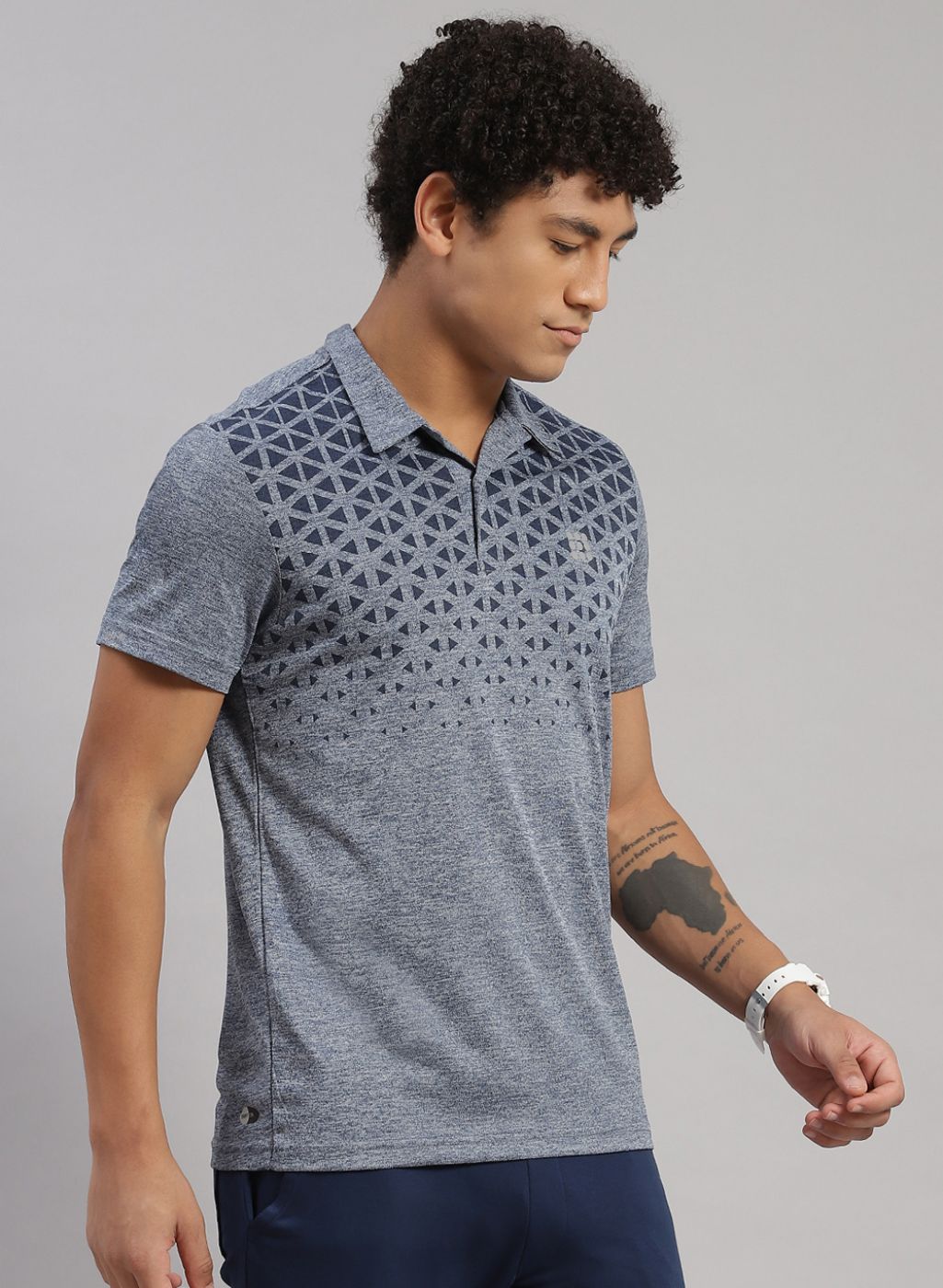 Men Blue Printed T-Shirt