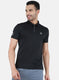 Men Black Self Design T-Shirt
