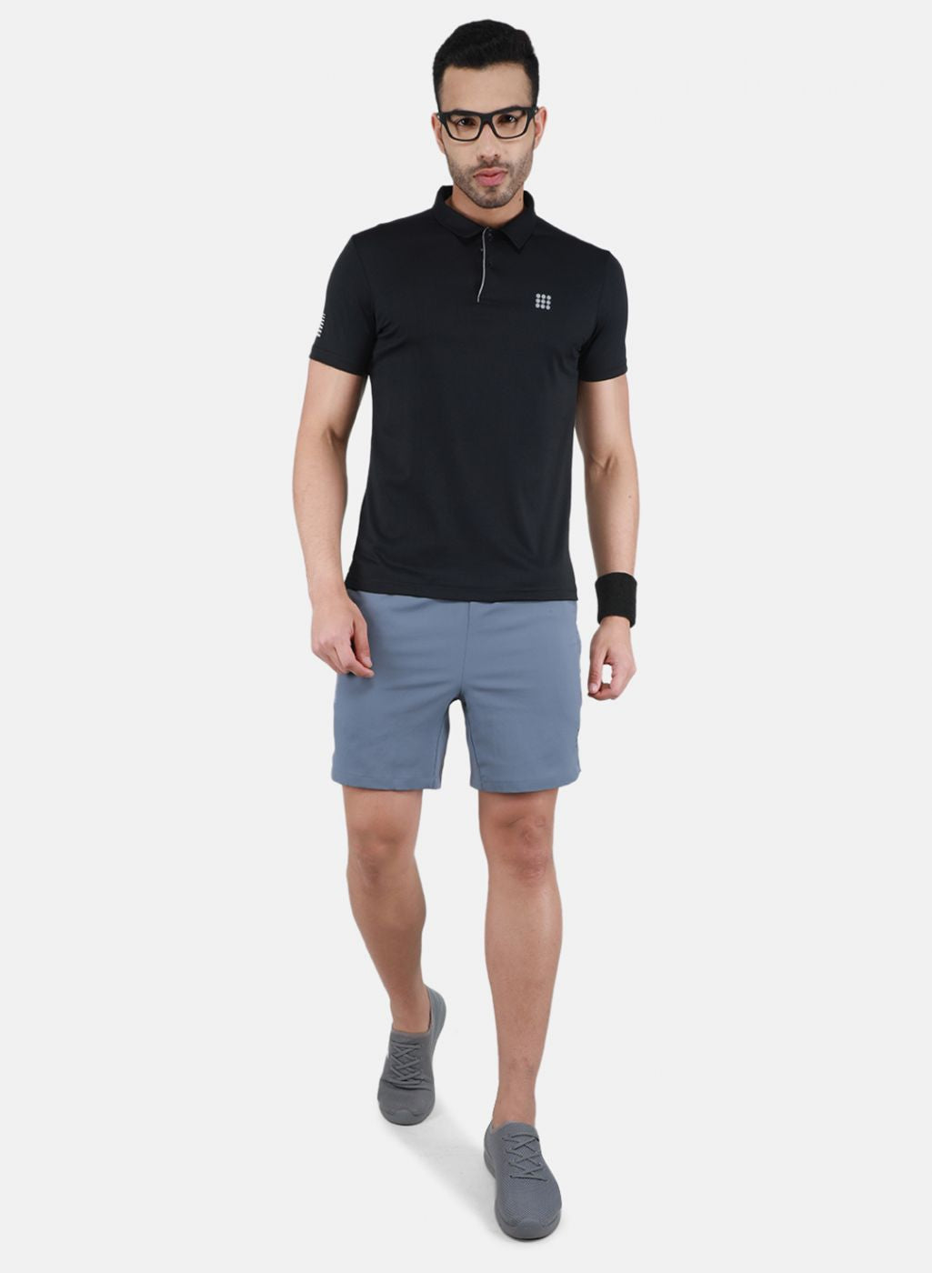 Men Black Self Design T-Shirt