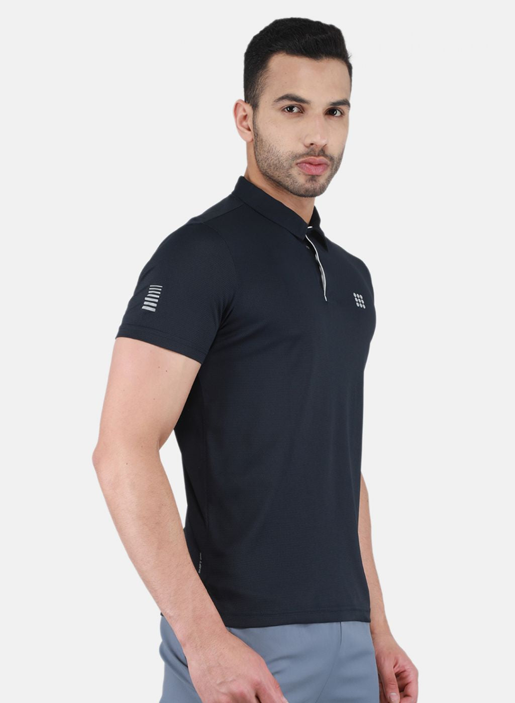 Rock.it Men Navy Blue Self Design T-Shirt