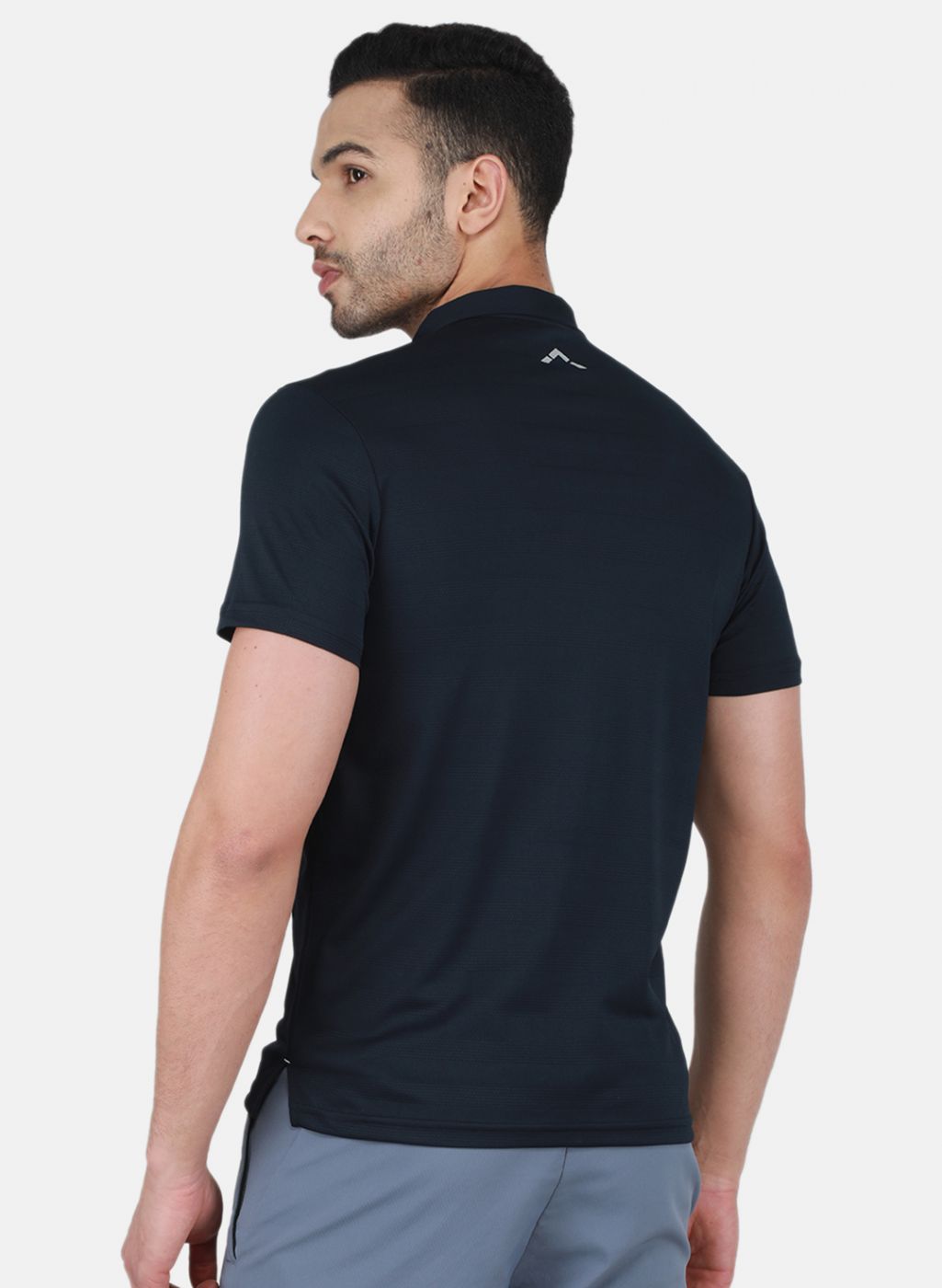 Men NAvy Blue Self Design T-Shirt