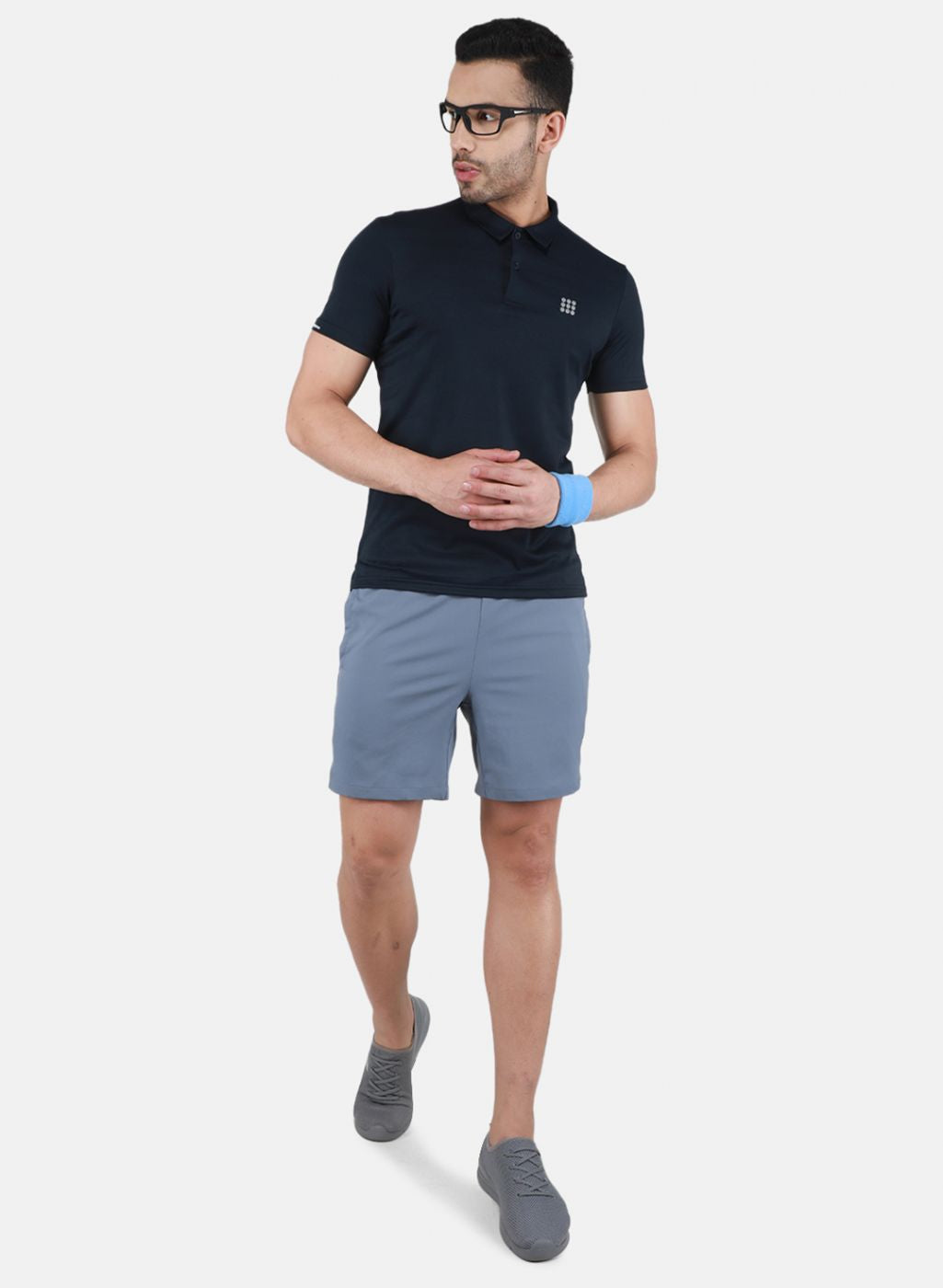 Men NAvy Blue Self Design T-Shirt
