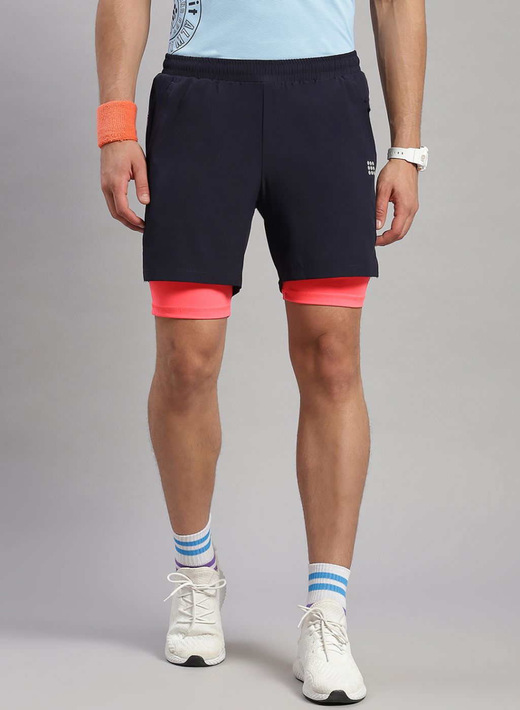 Men NAvy Blue Solid Short