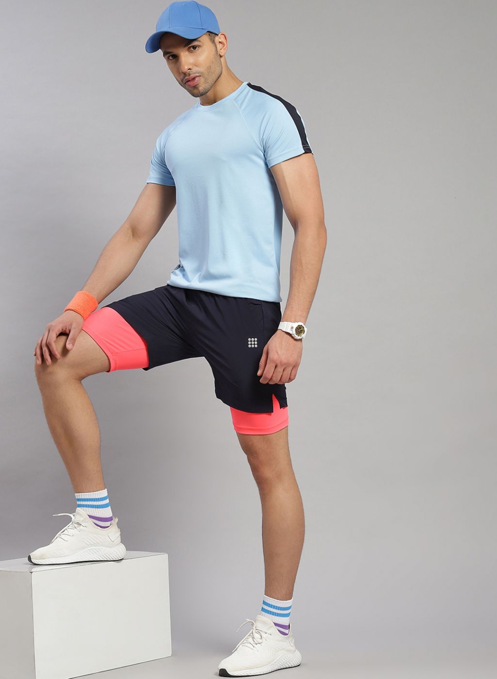 Men NAvy Blue Solid Short
