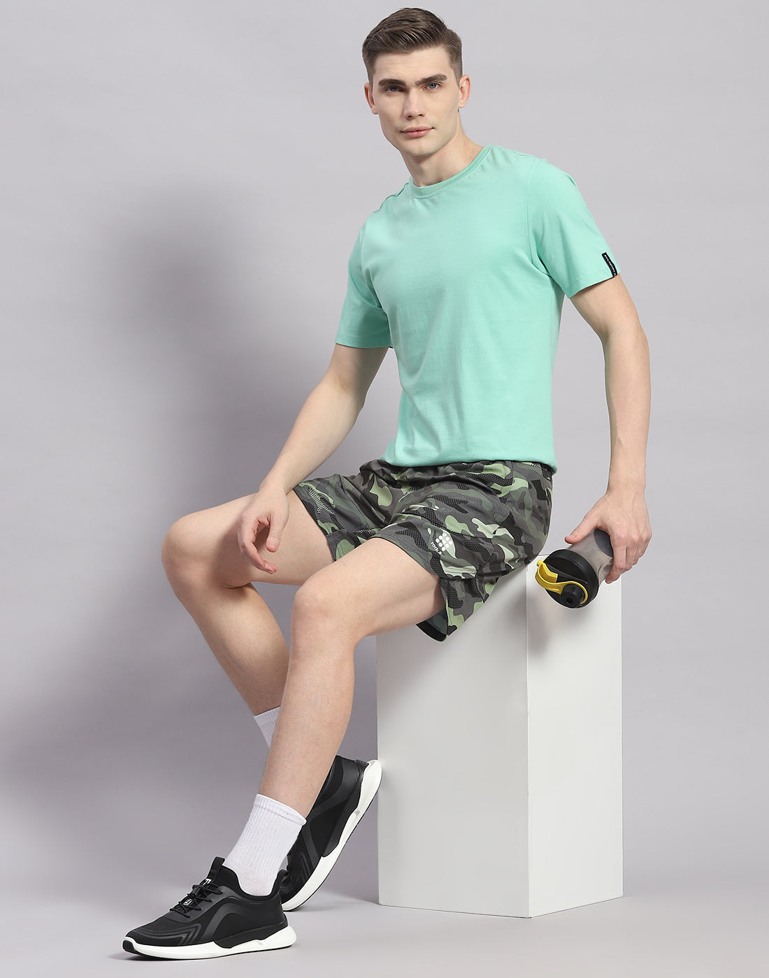 Men Green Printed Short
