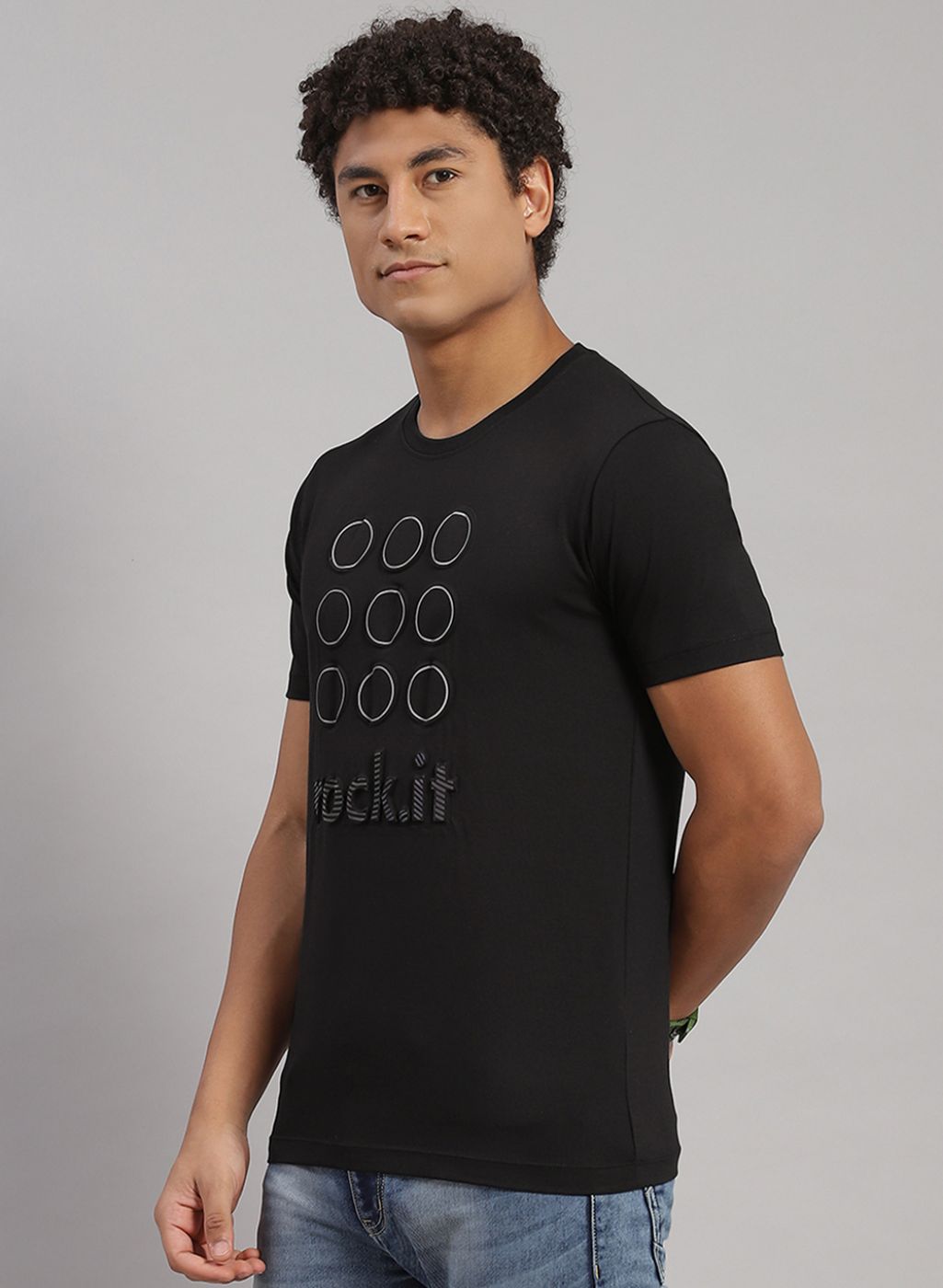 Men Black Printed T-Shirt