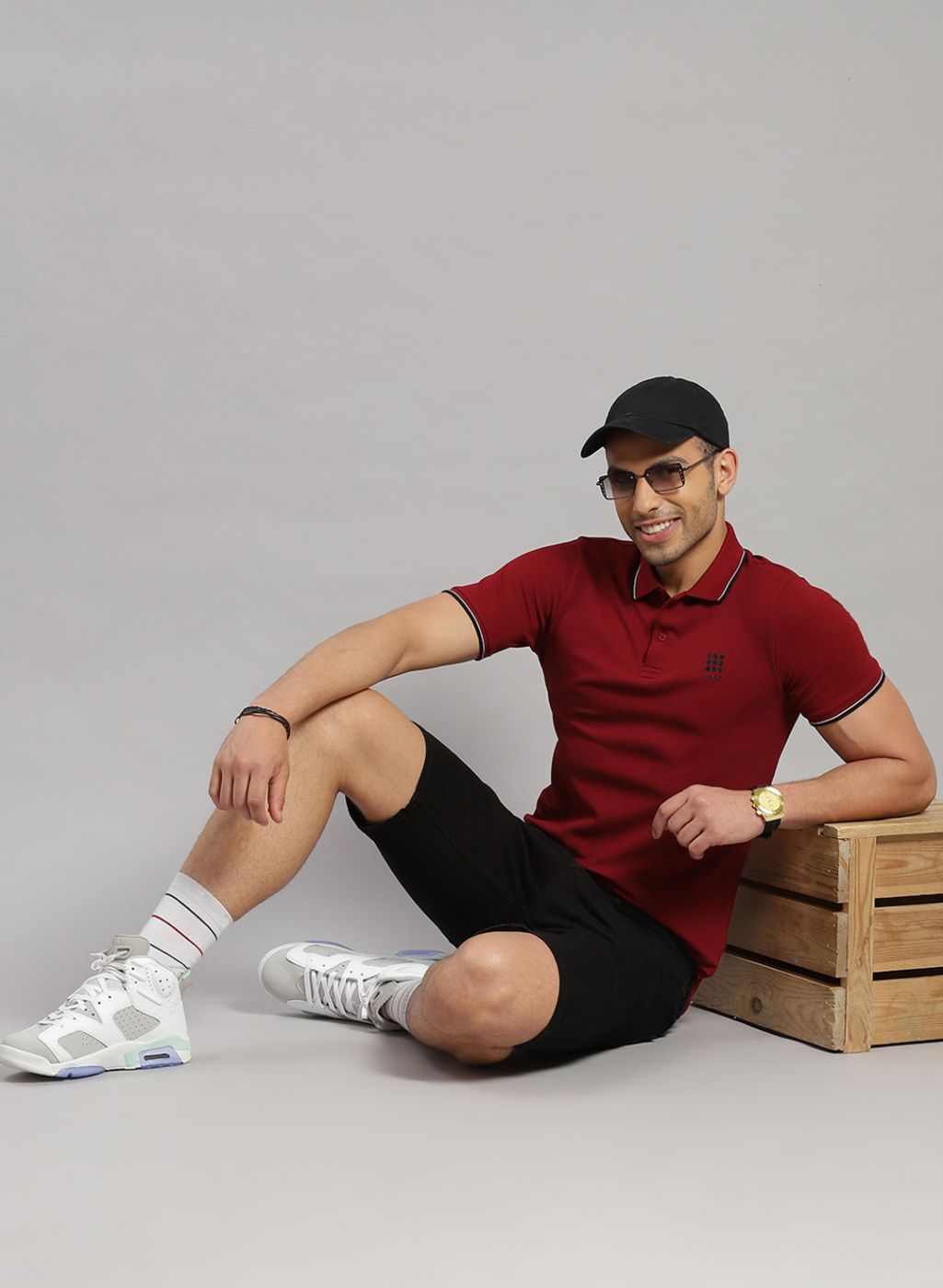 Men Maroon Solid T-Shirt