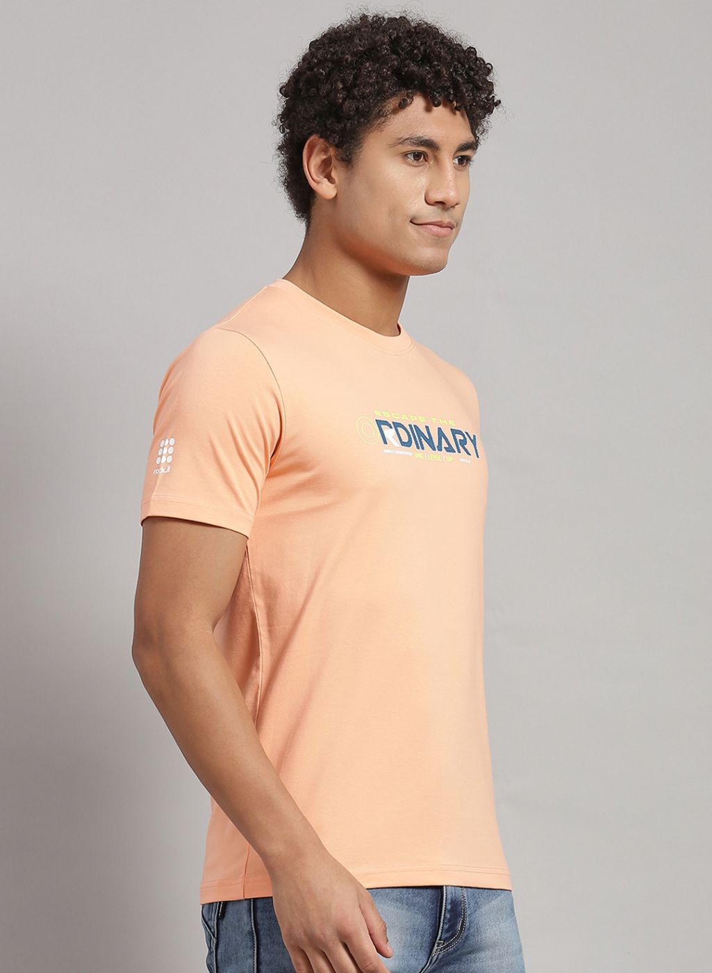 Men Peach Printed T-Shirt 2 Pc