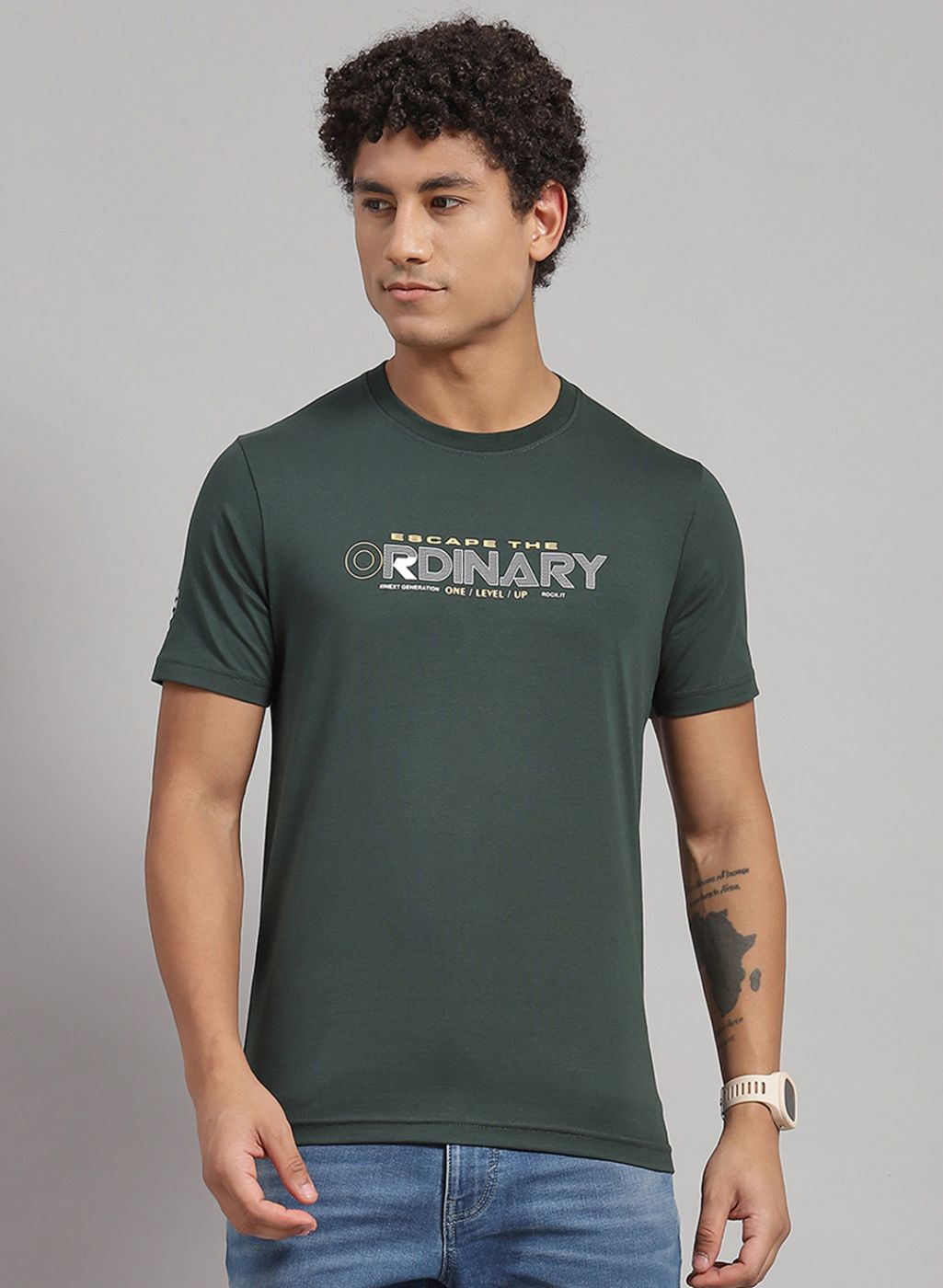 Men Green Printed T-Shirt 2 Pc