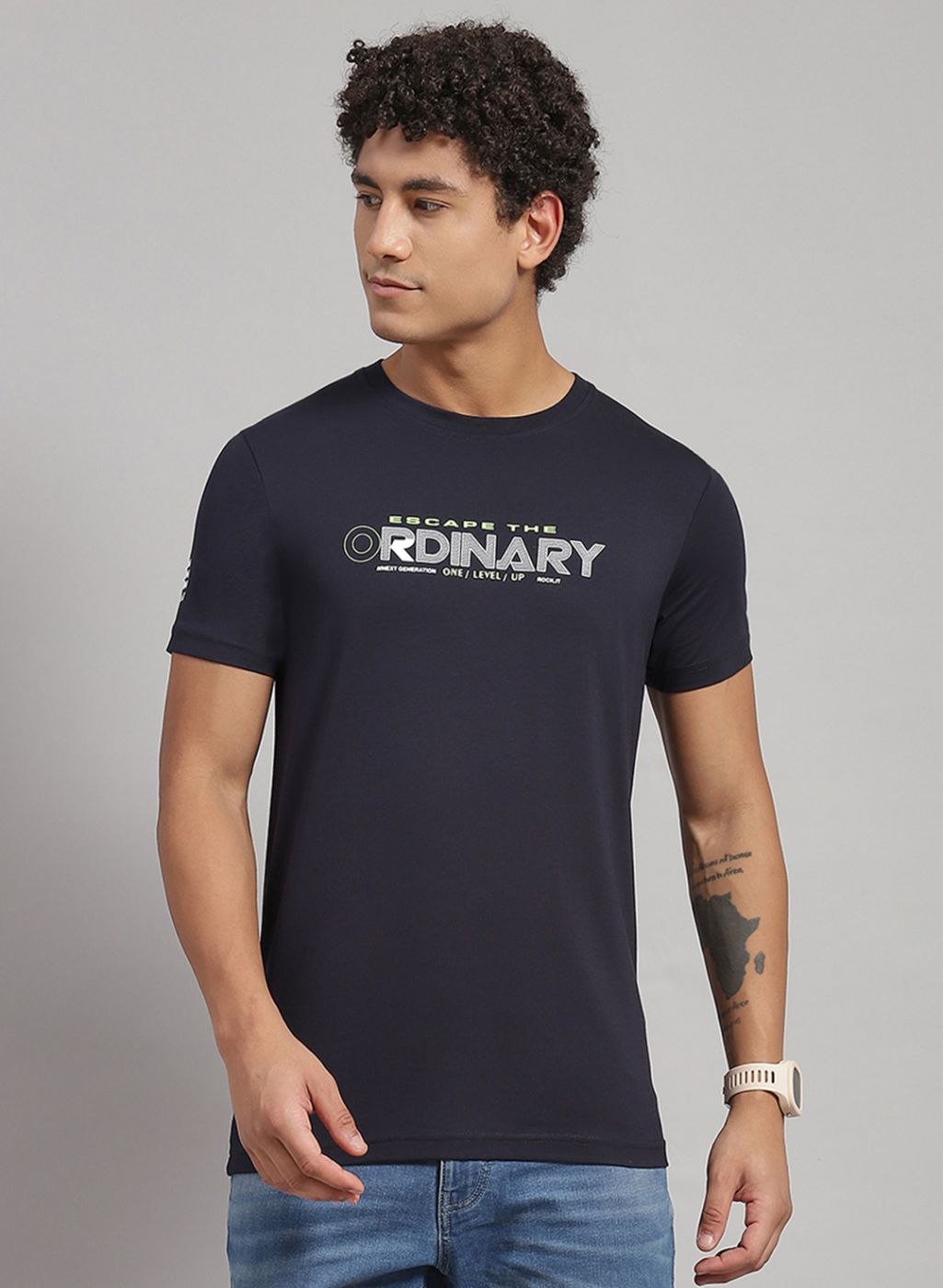 Men Orange Printed T-Shirt 2 Pc