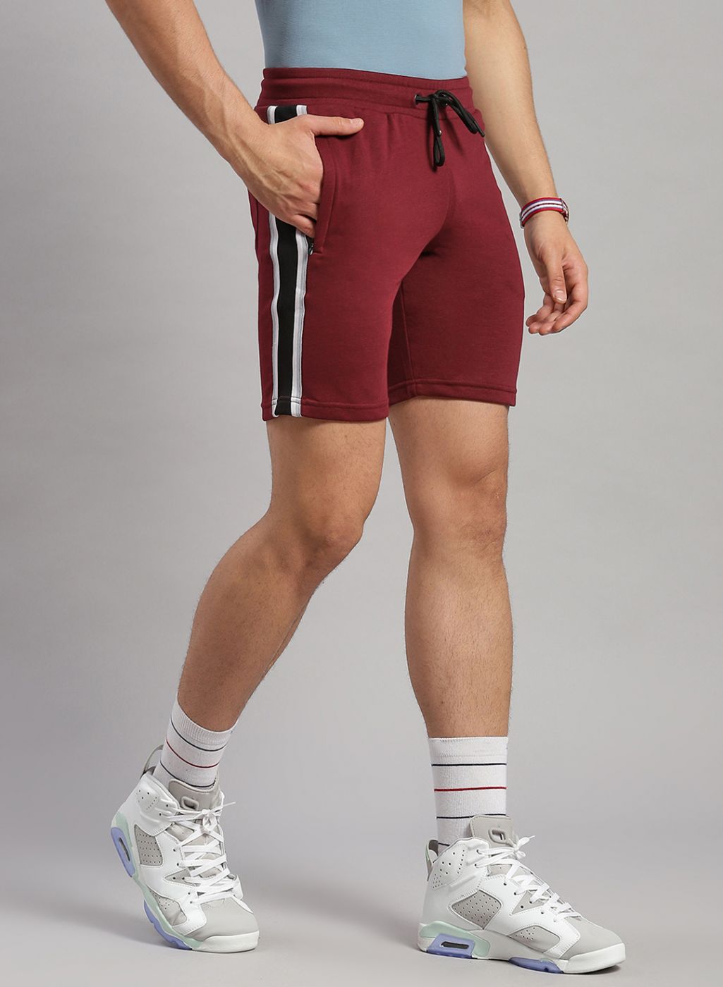 Men Maroon Solid Short
