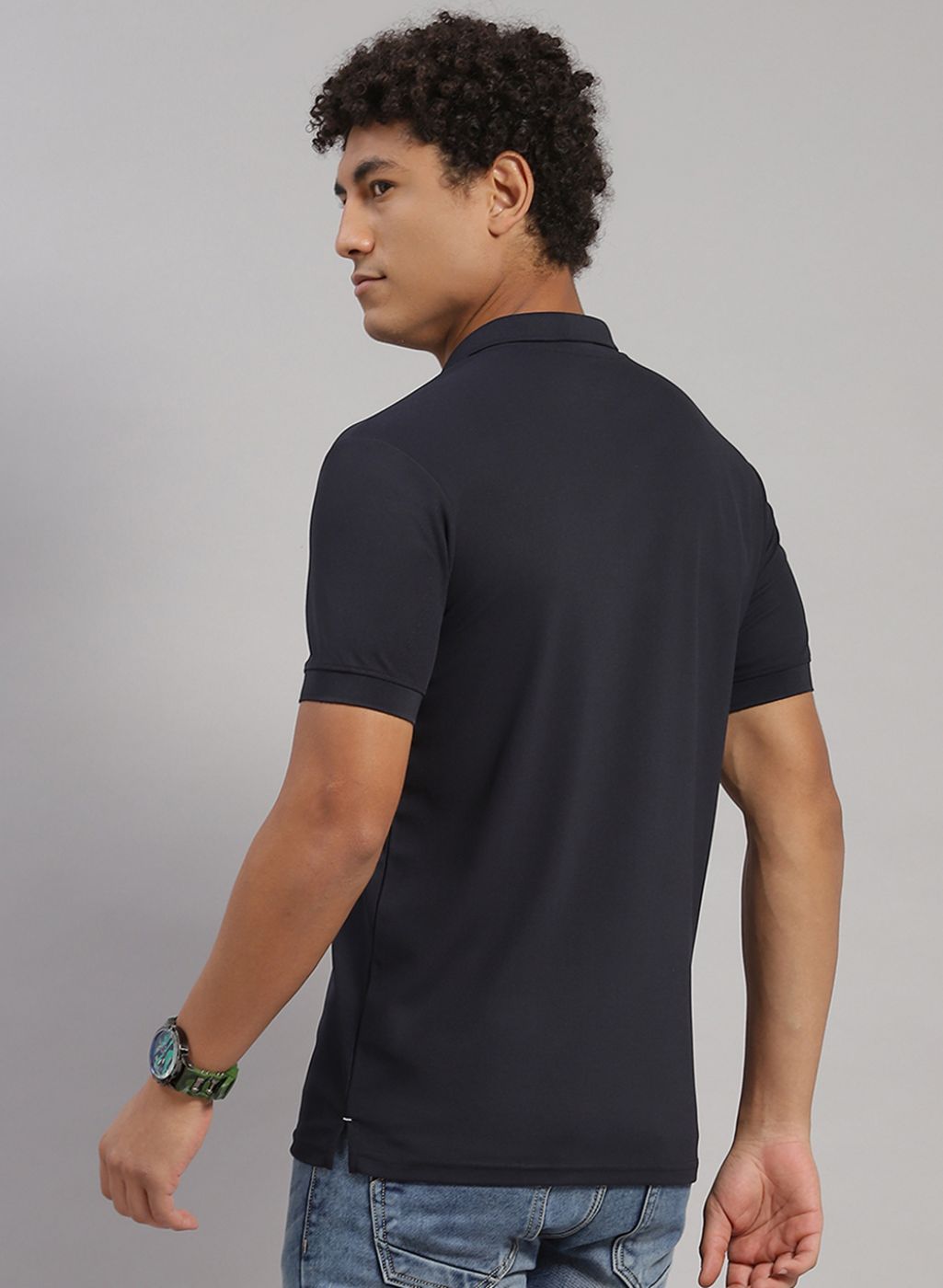 Men NAvy Blue Solid T-Shirt