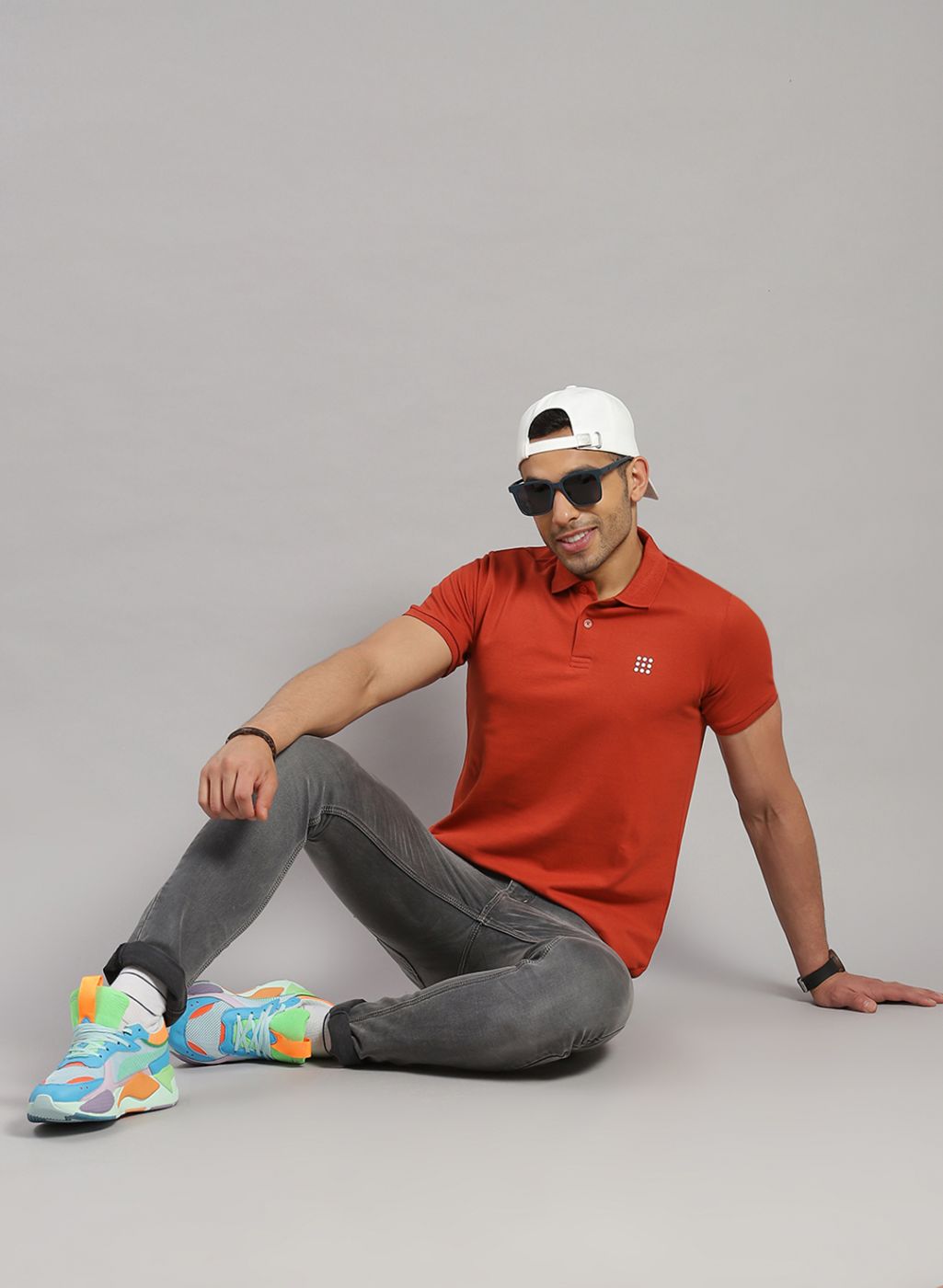 Men Rust Orange Solid T-Shirt