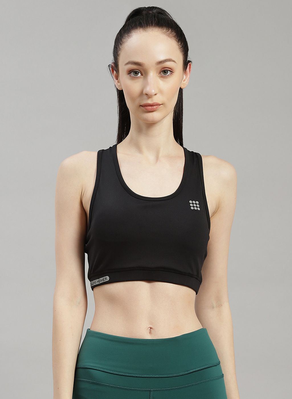 Women Black Solid Sports Bra