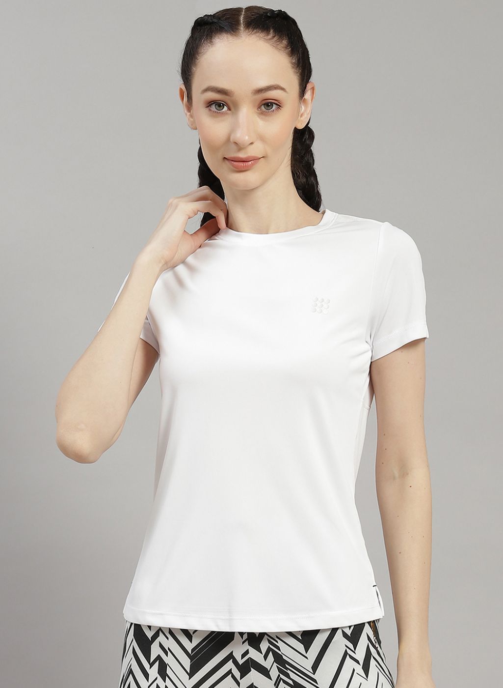Women White Solid Top