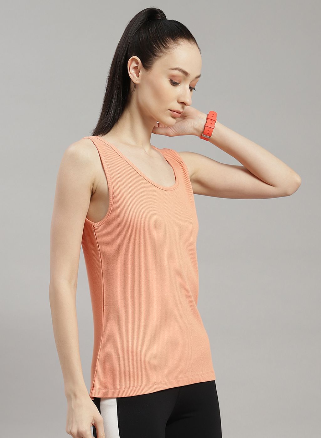 Women Peach Solid Top