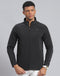 Men Black Printed Stand Collar Full Sleeve Sweatshirt