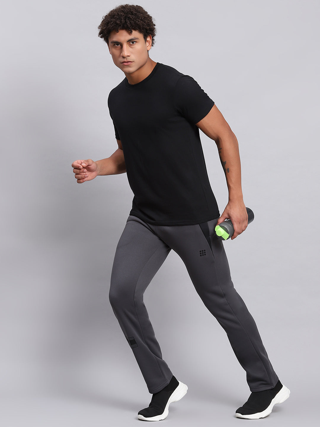 Men Grey Solid Regular Fit Winter Lowers