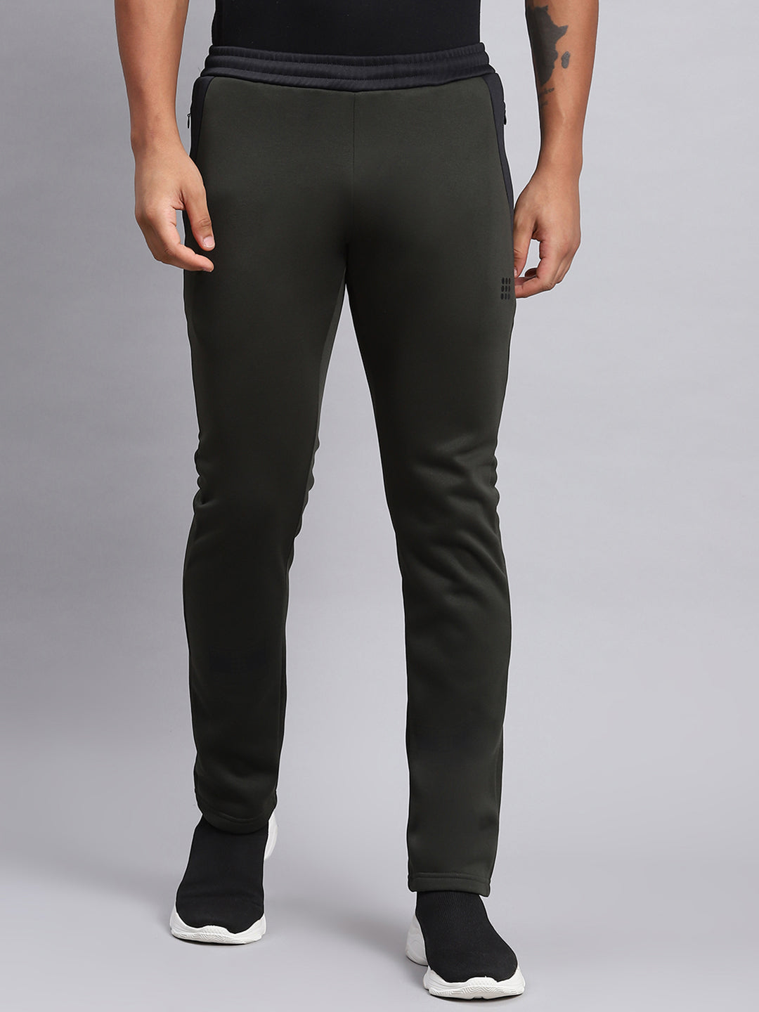 Rock.it Men Olive Solid Regular Fit Winter Lowers