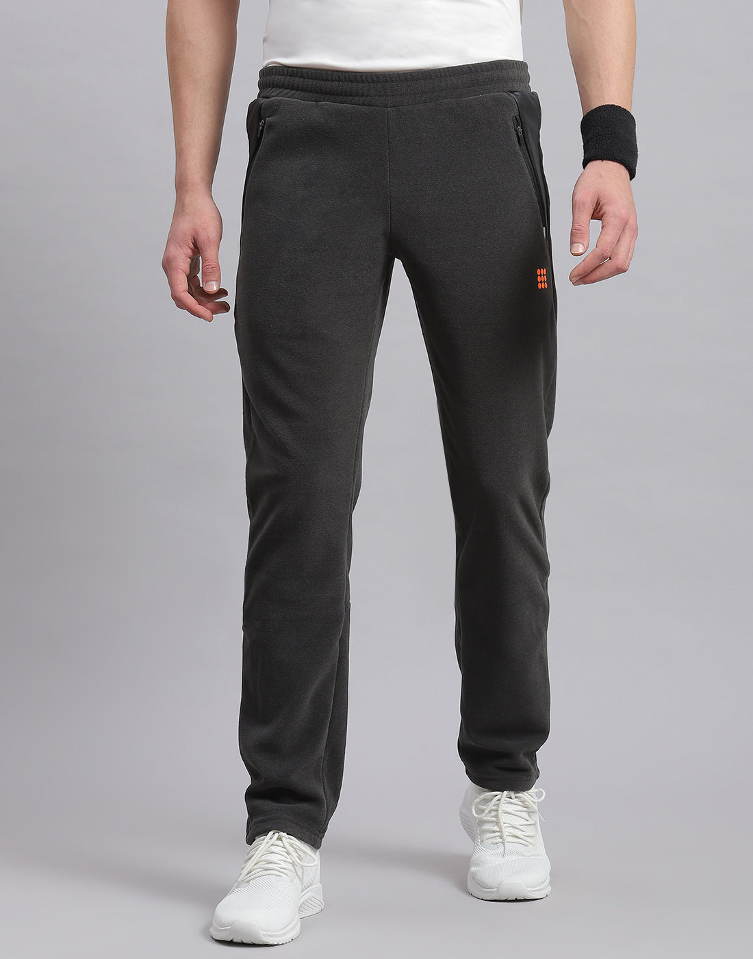 Men Grey Solid Regular Fit Winter Lower