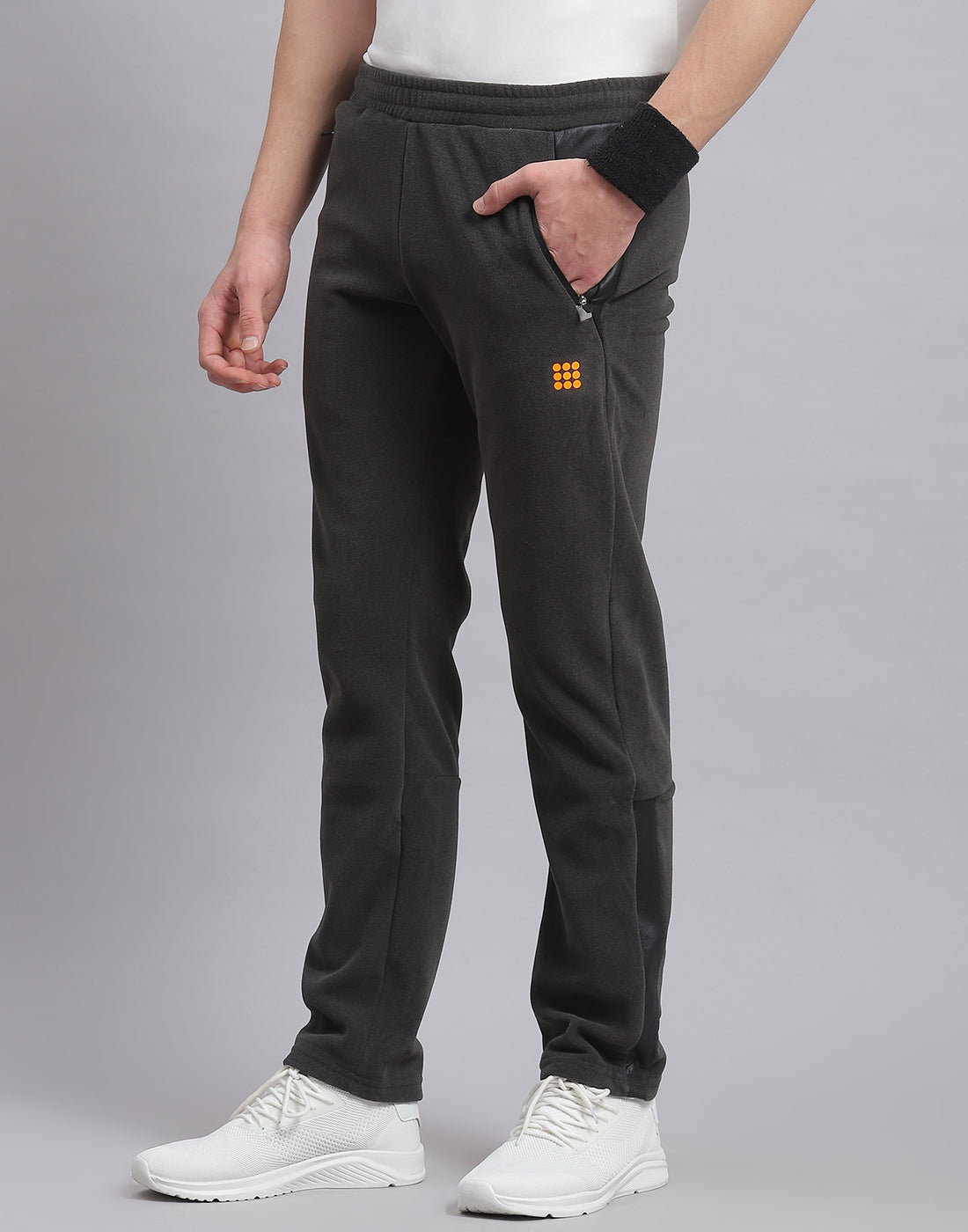 Men Grey Solid Regular Fit Winter Lower