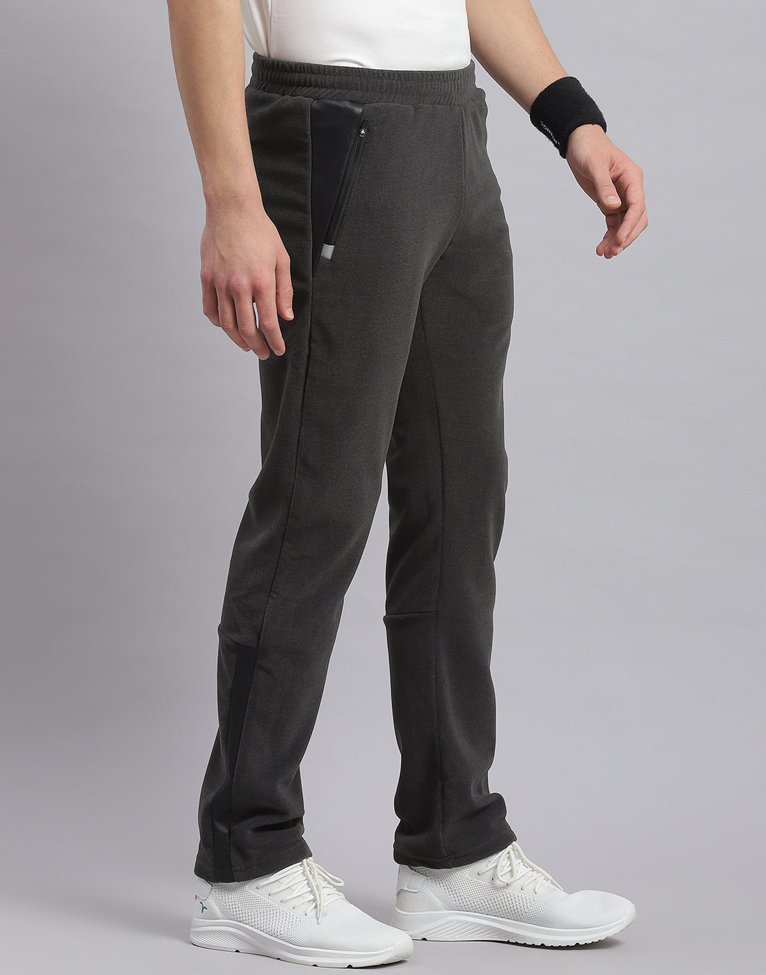 Men Grey Solid Regular Fit Winter Lower
