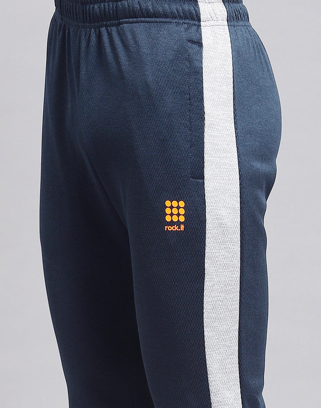 Men Navy Blue Solid Stand Collar Full Sleeve Tracksuit