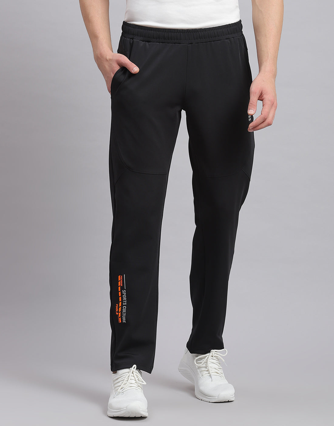 Men Grey Solid Stand Collar Full Sleeve Tracksuit