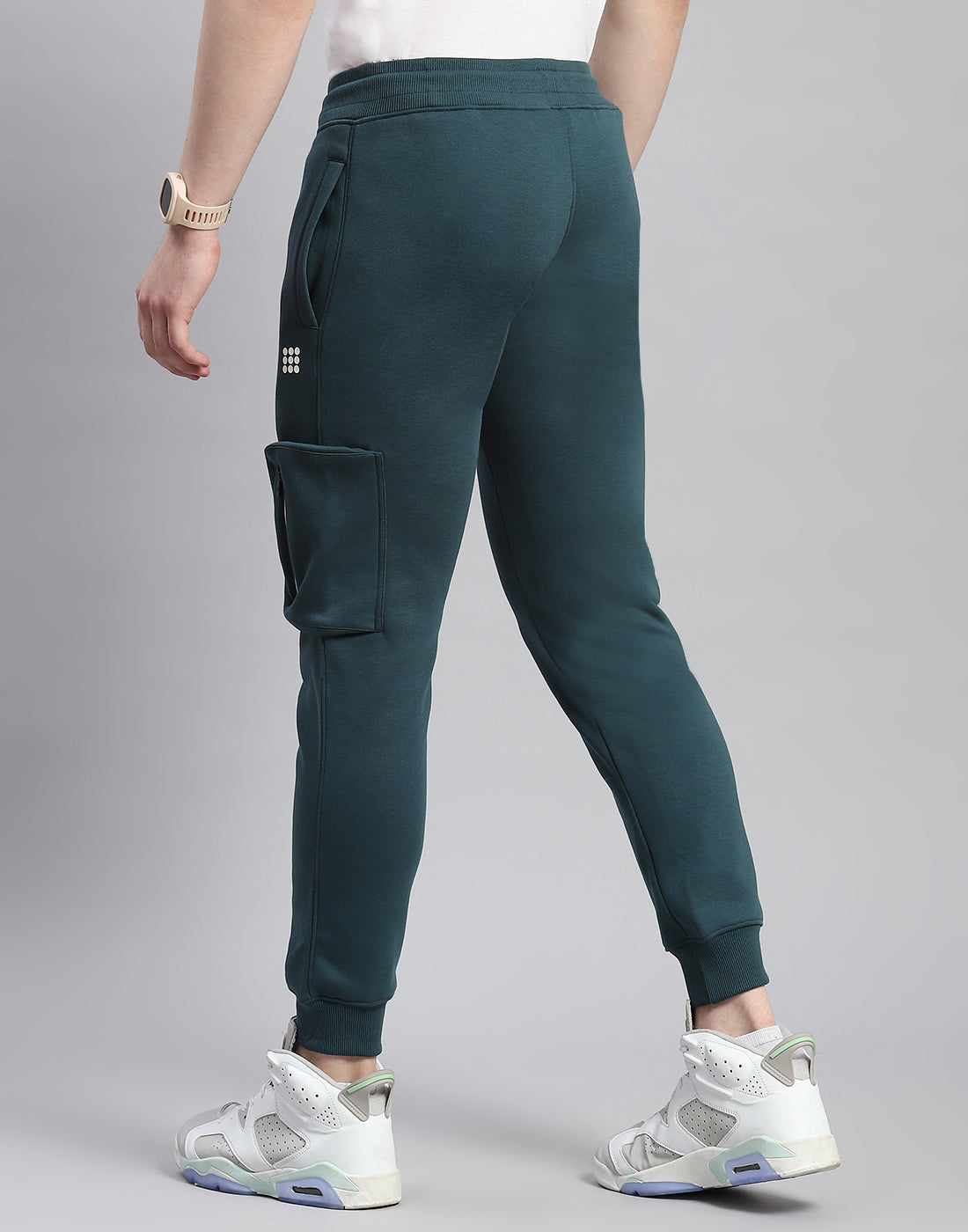 Men Teal Blue Solid Regular Fit Lower