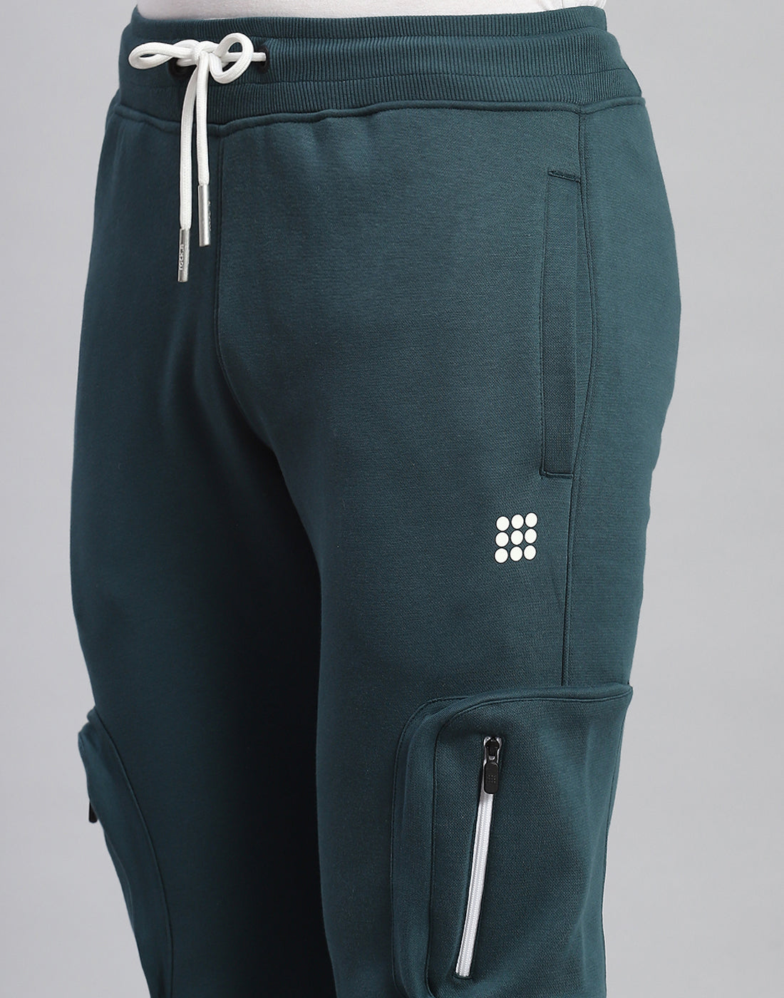 Men Teal Blue Solid Regular Fit Lower
