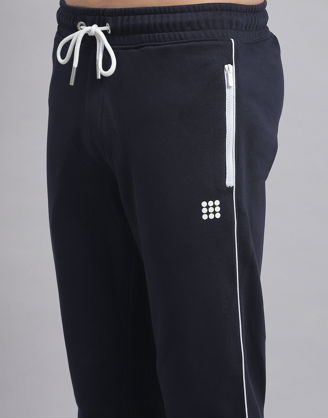 Men Navy Blue Solid Hooded Full Sleeve Tracksuit