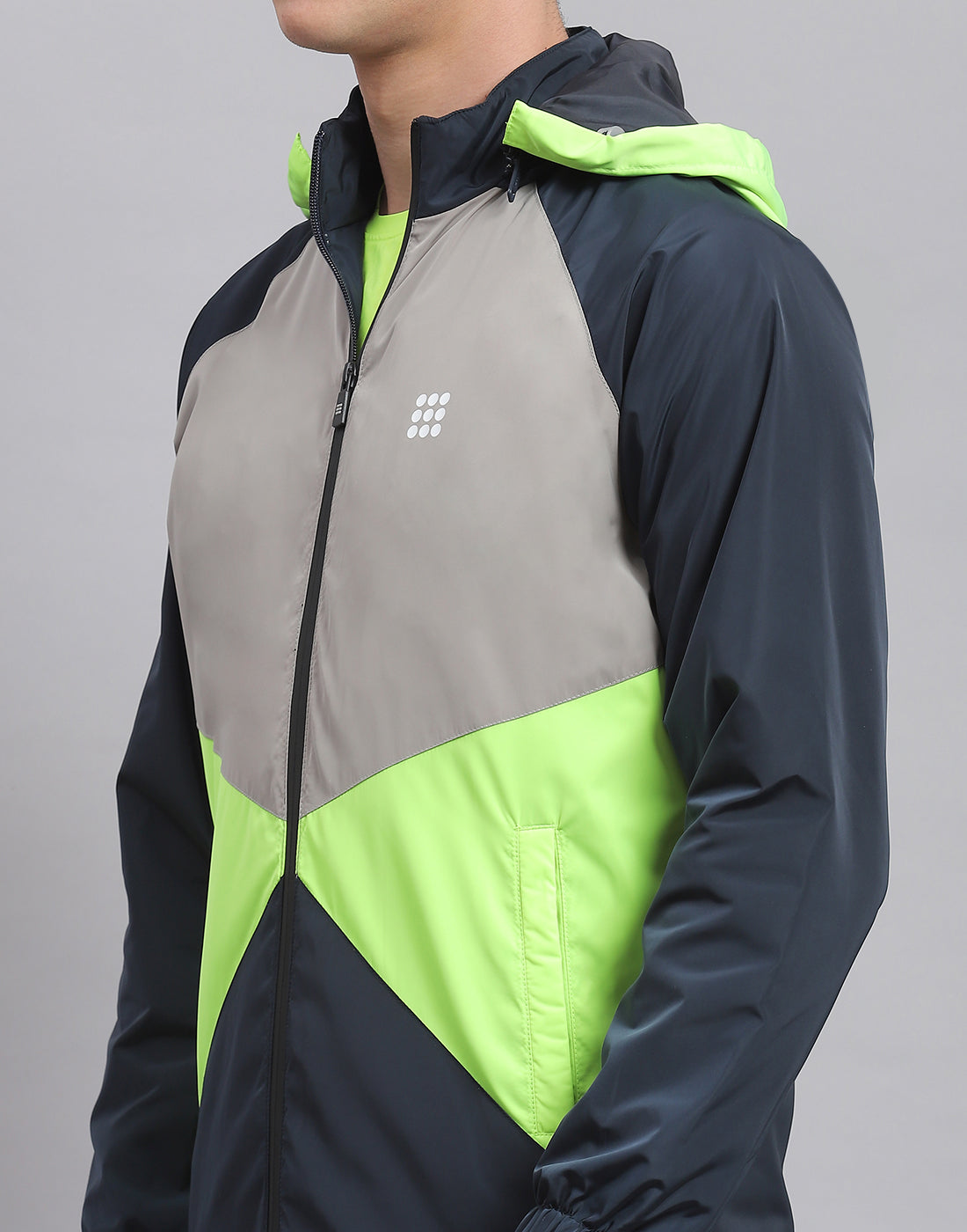 Men Navy Blue Solid Hooded Full Sleeve Jacket
