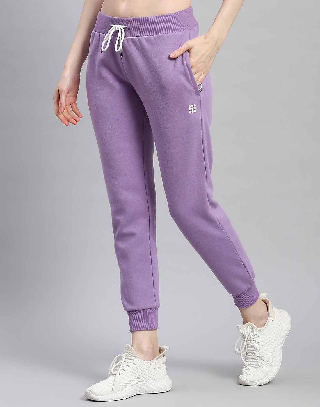 Women Purple Printed Round Neck Full Sleeve Tracksuit