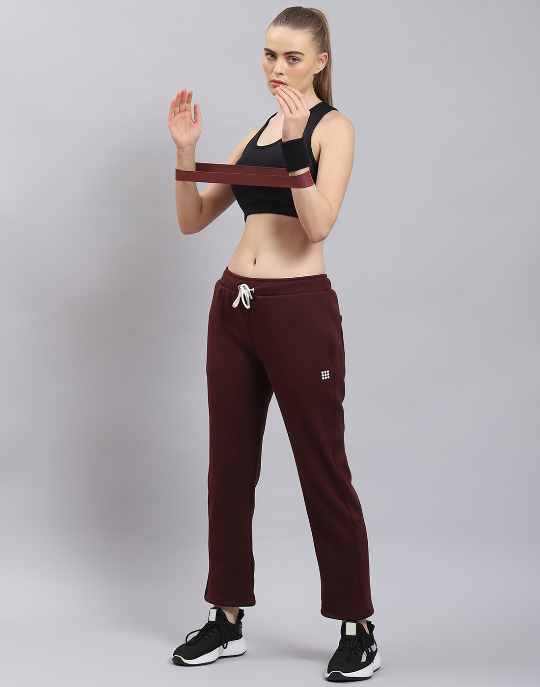 Women Maroon Solid Regular Fit Winter Lower