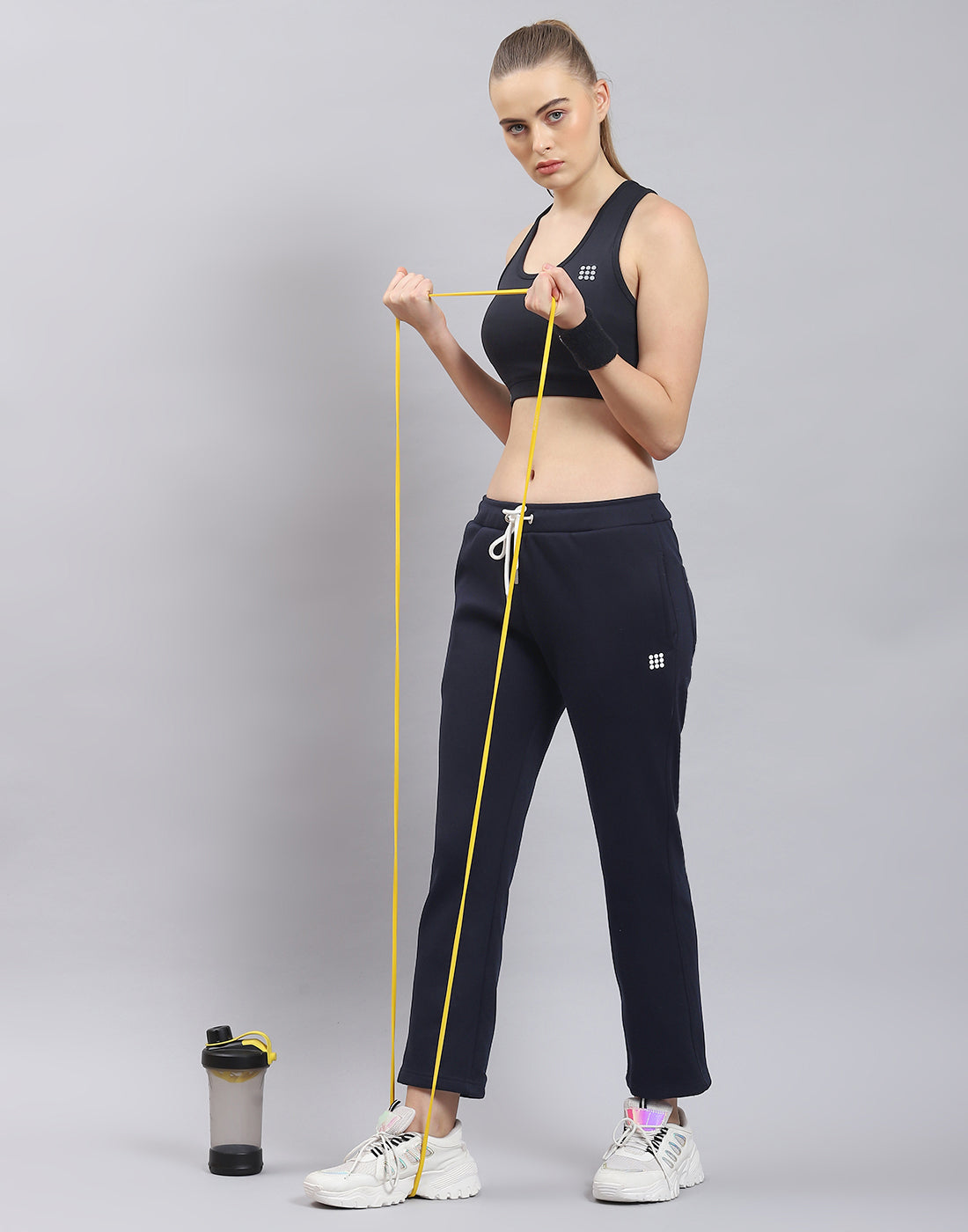 Women Navy Blue Solid Regular Fit Winter Lower